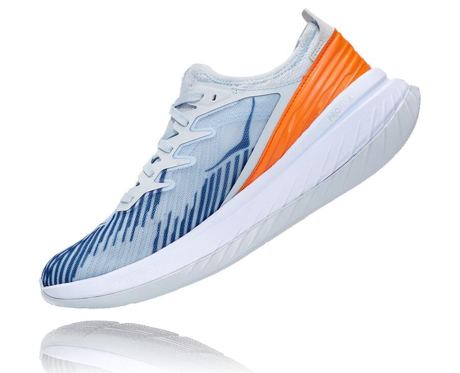 Running Shoes Mens - Hoka One One Carbon X-SPE - White/Blue - TIOMPKG-06